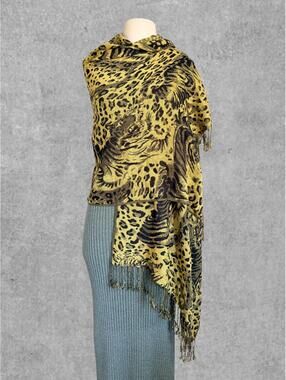 Vintage Leopard Pashmina Shawl | Bold Animal Print Wrap